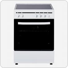 PKM EH4-60 GK6 Stand Elektroherd mit Glaskeramikkochfeld, 60 cm breit, 56 L, Grillfunktion, Heißluftfunktion, Restwärmeanzeige, weiß