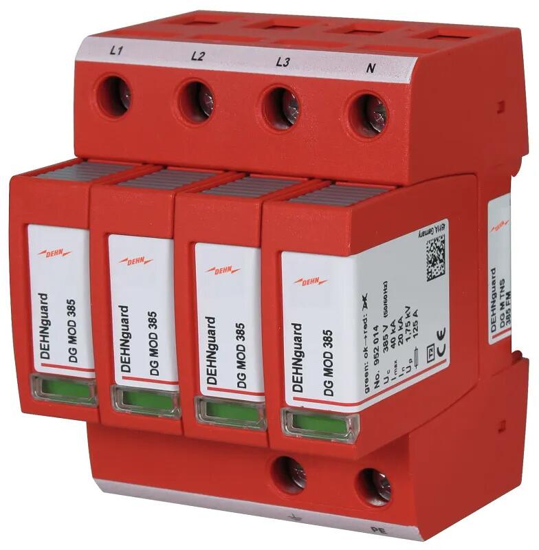 Dehn DEHNguard M TNS 385 FM Überspannungsableiter für TN-S-Systeme, Typ 2, 4-polig, rot (952409)