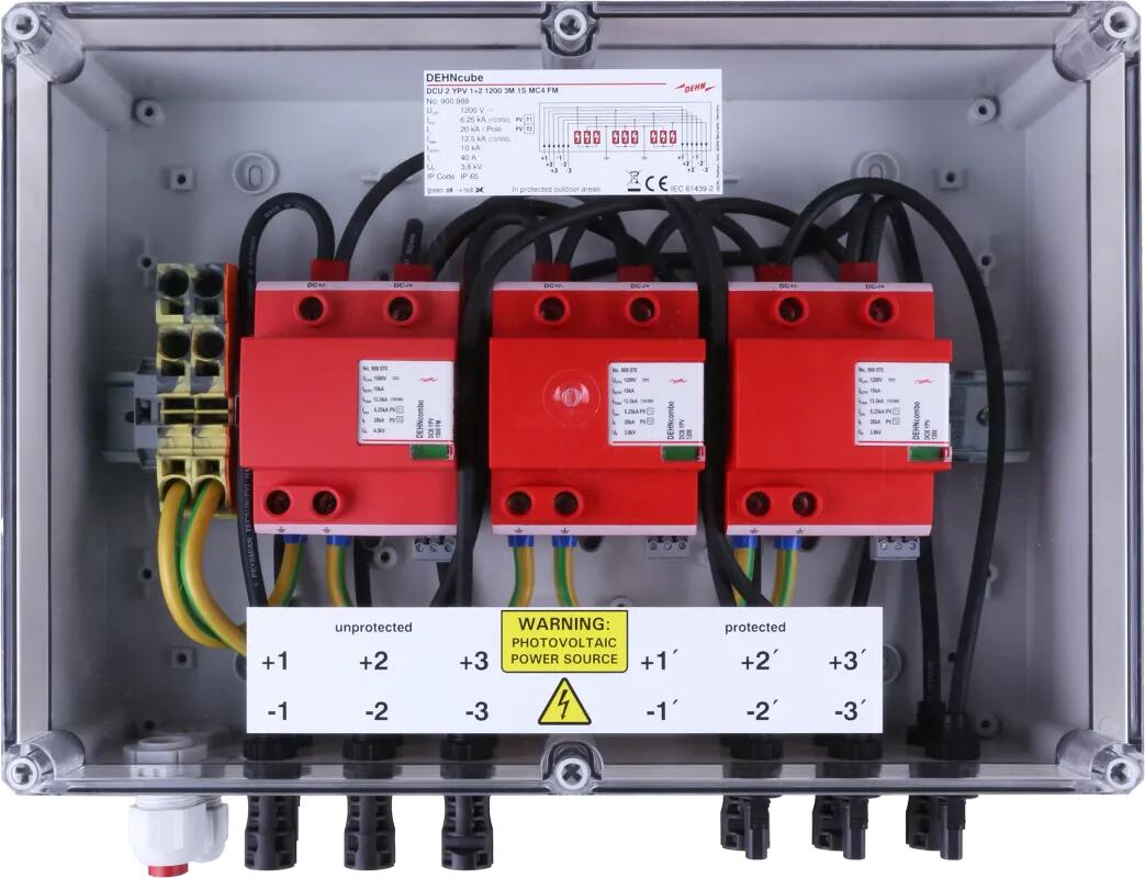 Dehn DCU 2 YPV 1+2 1200 3M 1S MC4 FM GAK Typ 1+2 im Gehäuse IP65 f. PV-Anl. 3MPPT mit je 1 String b. 1200V DC (900988)