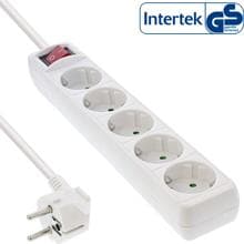 InLine® Steckdosenleiste, 5-fach Schutzkontakt, mit Schalter, 1,5m, weiß (16451G)