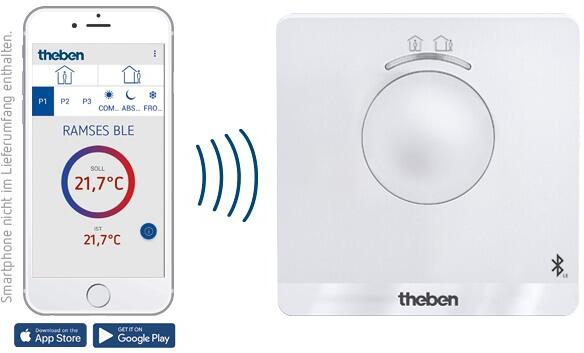 Theben RAMSES 812 BLE Digital-Uhrenthermostat Wochenprogramm, Wandaufbau, 230 V, App, Raumthermostat, Bluetooth, externer Eingang (Fußbodensensor, ...