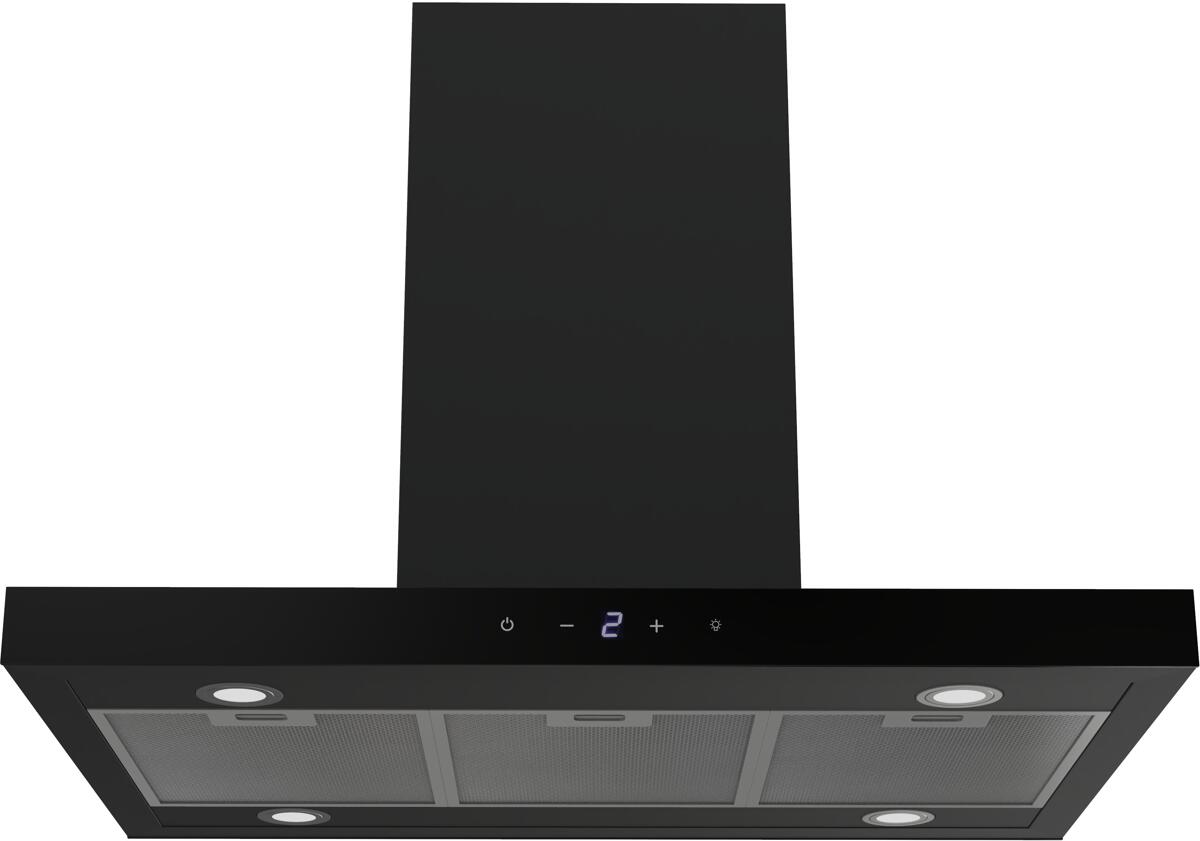 respekta Cara CH44199GISS-20 Inselhaube, 90 cm breit, 561,7 m³/h, TouchControl, 9 Leistungsstufen, LED Beleuchtung, Nachlauftimer, schwarz matt