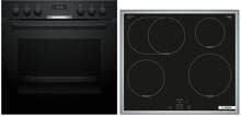 Bosch HND611VS67 A+ Herdset mit Induktionskochfeld (HEB517BB4, NIF645CB5E, HEZ542000), 71 L, Kindersicherung, schwarz