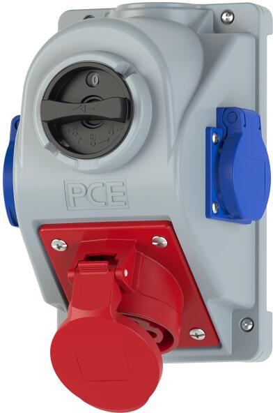 PCE CEE-Wandsteckdose Combo-Pol, 16A, 5p, 6h, IP44 (96061552)