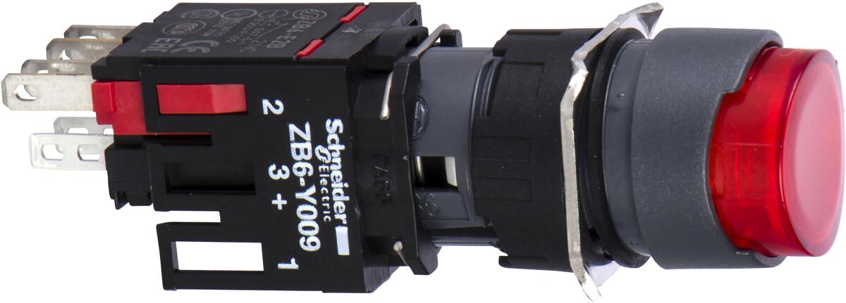 Schneider Electric XB6AE4B2B Leuchtdrucktaster, Ø 16, vorstehend, ohne Rastung, 24 V, 1Ö, rot
