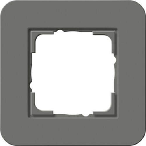 Gira 0211413 Abdeckrahmen 1-fach, E3, dunkelgrau Soft-Touch mit Trägerrahmen reinweiß glänzend
