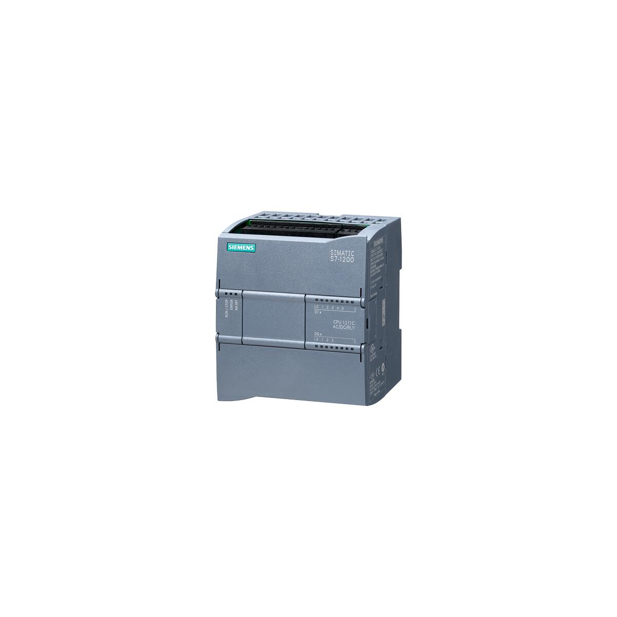 Siemens 6ES7211-1BE40-0XB0 SIMATIC S7-1200, CPU 1211C, Kompakt-CPU, AC/DC/Relais, onboard I/O: 6 DI DC 24V; 4 DO Relais 2A; 2 AI 0-10V DC