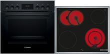 Bosch HND211LB2 EEK: A Herdset mit Elektrokochfeld (HEF113BB0, NKN645GA2E), Glaskeramik, 60 cm breit, 66 L, schwarz