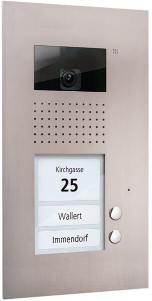 TCS AVU14020-0030 Video Außenstation mit 2 Klingeltasten (rechtsbündig), 1-spaltig, UP, Serie AVU, Edelstahl