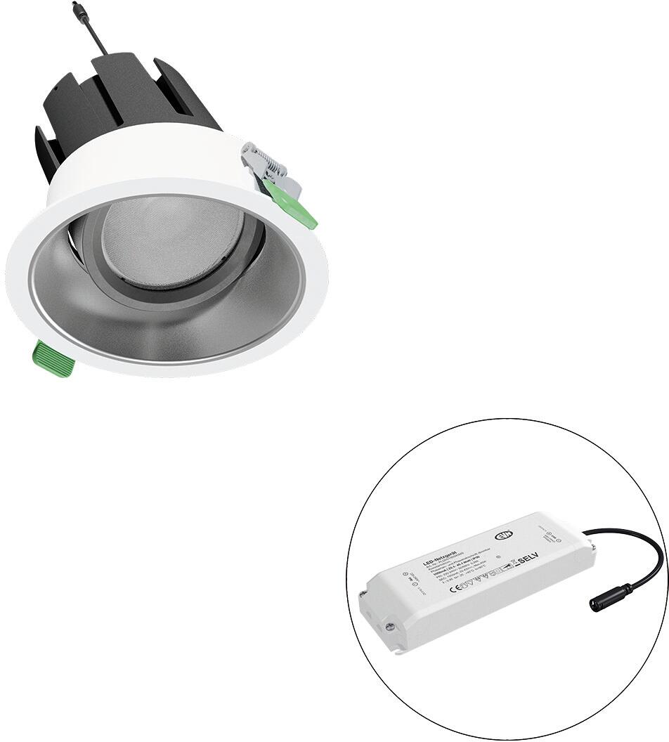 EVN SELECTO LED Deckeneinbau, rund, dreh-/schwenkbar, IP20, 220–240V/AC, 38W, 3000K, 4750lm, inkl. Netzgerät, Phase, Reflektor silber/matt, 34.595,00c