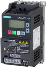 Siemens 6SL3210-5BB12-5BV1 SINAMICS V20 1AC 200-240V -10/+10% 47-63Hz Nennleistung 0,25kW mit 150 % Überlast für 60 Sek. integrierter Filter