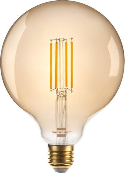Brennenstuhl Connect WiFi Filament LED Lampe Globe, Alexa, Google, Zeitschaltuhr, E27, 470lm, 4,9W, 2200K, dimmbar, Retro-Design (1294870271)