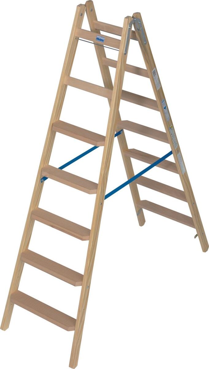 Krause 818348 Stabilo Stufen/Sprossenleiter Doppelleiter, Holz, 2x7 Stufen