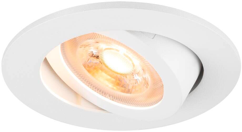 SLV NEW TRIA 68 Deckeneinbauleuchte, GU10, max. 10W, IP20, rund, schwenkbar, weiß (1007368)