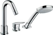 hansgrohe Logis 3-Loch Einhebel-Wannenrandarmatur für Secuflex, Messing, 18 l/min, mit Rückflussverhinderer, Chrom (71310000)