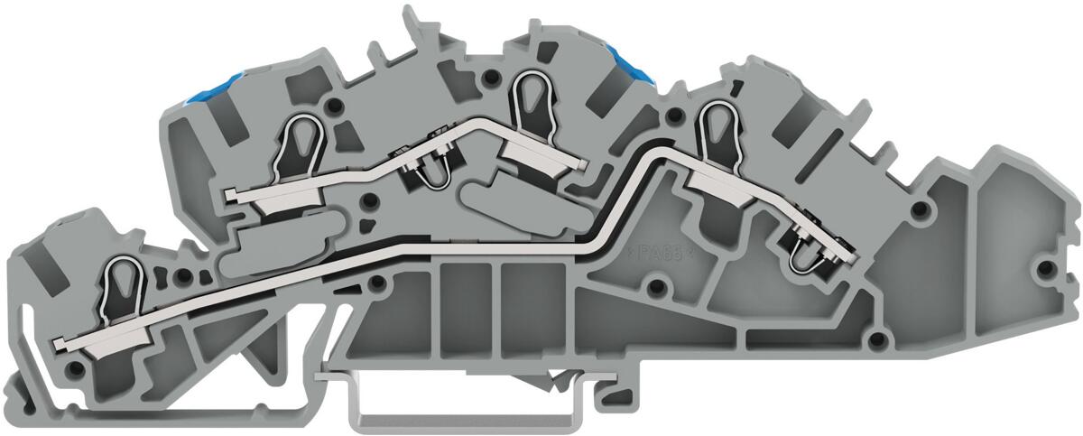 Wago 2005-7649 Installationsetagenklemme mit Betätigungsöffnung, 4mm², Push-in CAGE CLAMP, Federzuganschluss, grau