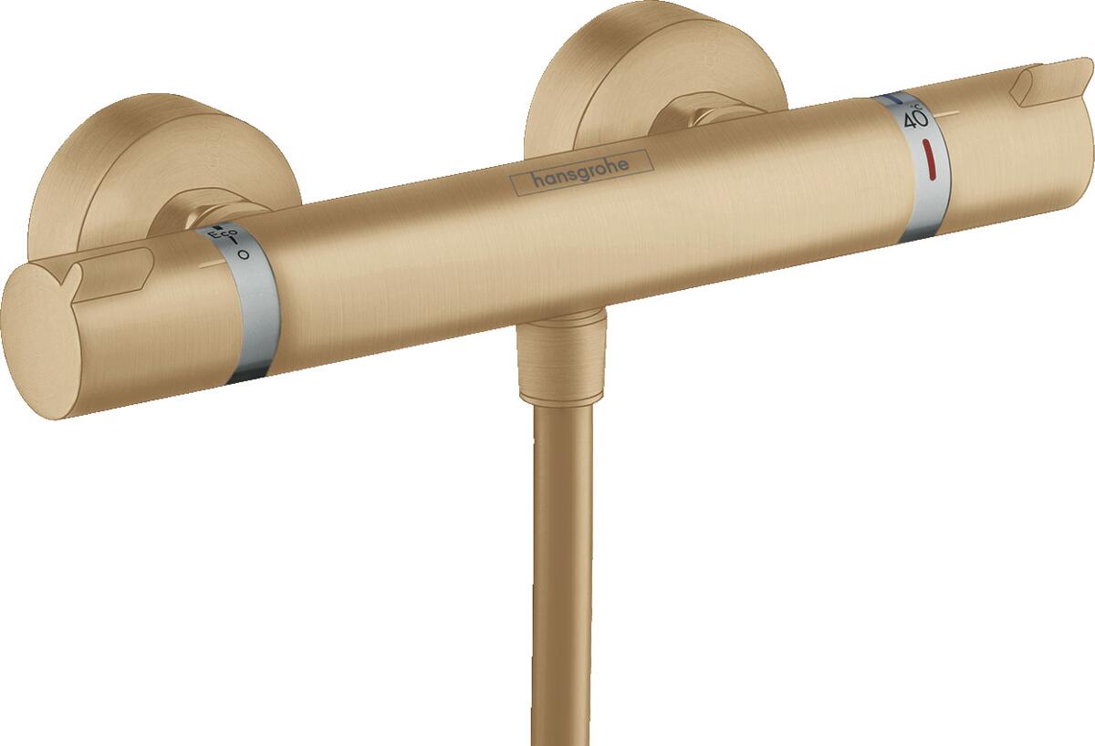 hansgrohe Ecostat Comfort Duschthermostat Aufputz, Messing, 17 l/min, mit Rückflussverhinderer, Brushed Bronze, (13116140)