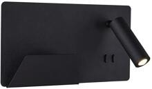 SLV SOMNILA SPOT Indoor LED Wandaufbauleuchte 3000K, Version links, USB Anschluss, schwarz (1003455)