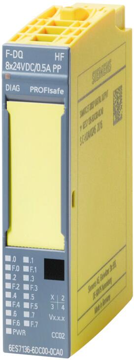 Siemens 6ES7136-6DC00-0CA0 SIMATIC DP, Elektronikmodul ET 200SP, F-DQ 8x24VDC/0.5A PP HF, 15mm Baubr., bis PL E (ISO 13849) bis SIL 3 (IEC 61508)
