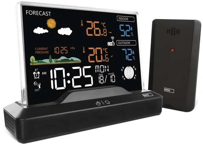 EMOS E8620 Wetterstation, drahtlos, Mondphasen, schwarz (2606181000)