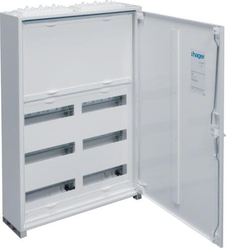 Hager FWB52N Feldverteiler AP, univers, IP44, SKII, 72PLE, 2x5 Reihen, Hutschienen-Abstand 150mm, 800x550x161mm