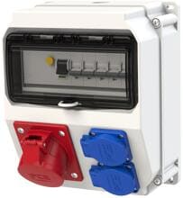 PCE Wandverteiler Baureihe LOFER7 BV, 16/5, 1xCEE, 2xSSD, M25ÖoBVu, HKL Ea, IP54,Kunststoff, grau (9018112)