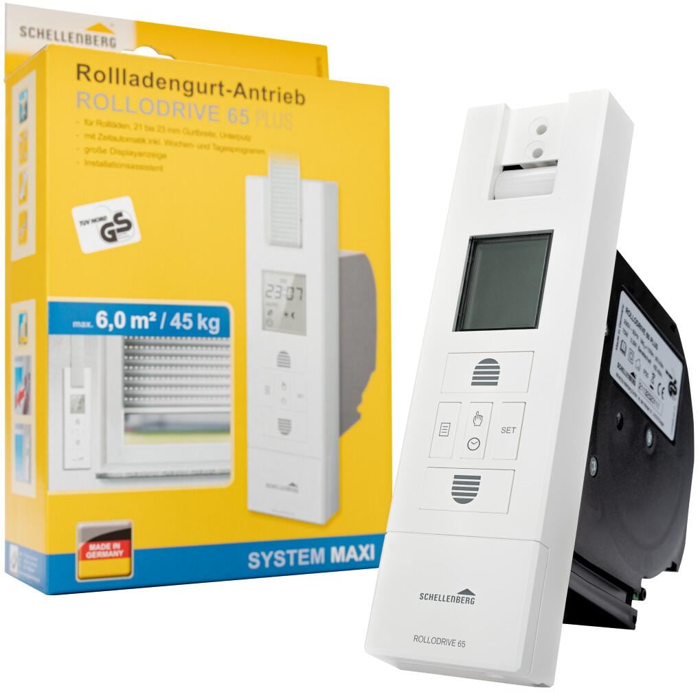 Schellenberg RolloDrive 65 Plus Rollladengurtantrieb, bis 6 m², elektrischer Gurtwickler Unterputz, weiß (22766)