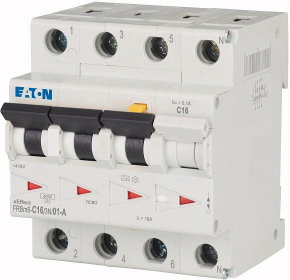 Eaton FRBM6-C16/3N/01-A FI/LS, 16A, 100mA, LS-Charakteristik:C, 3p+N, FI-Charakteristik:A (170929)