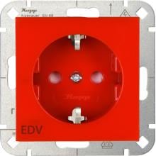 Kopp Schutzkontakt-Steckdose erhöhter Berührungsschutz und mit Aufdruck “EDV”, HK07, Rot (940012004)