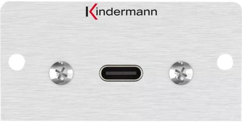 Kindermann Anschlussblende mit Kabelpeitsche, USB C-Buchse / C-Stecker, Halbblende, Aluminium eloxiert (7444000548)