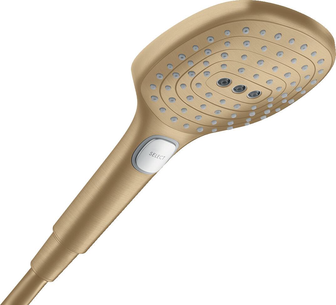 hansgrohe Raindance Select E Duschkopf 120 3 Strahlarten, Kunststoff, 14,4 l/min, 120 mm, Brushed Bronze, (26520140)
