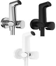 hansgrohe Bidette Duschkopf 1 Strahlart S wassersparend für Kaltwasser mit Duschkopfhalterung und Duschschlauch 125 cm, Metall, 6,2 l/min, 28 mm, mit Rückflussverhinderer
