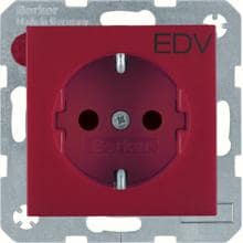 Berker 47231922 Steckdose SCHUKO mit Aufdruck "EDV" und erhöhtem Berührungsschutz, S.x/B.x, rot matt