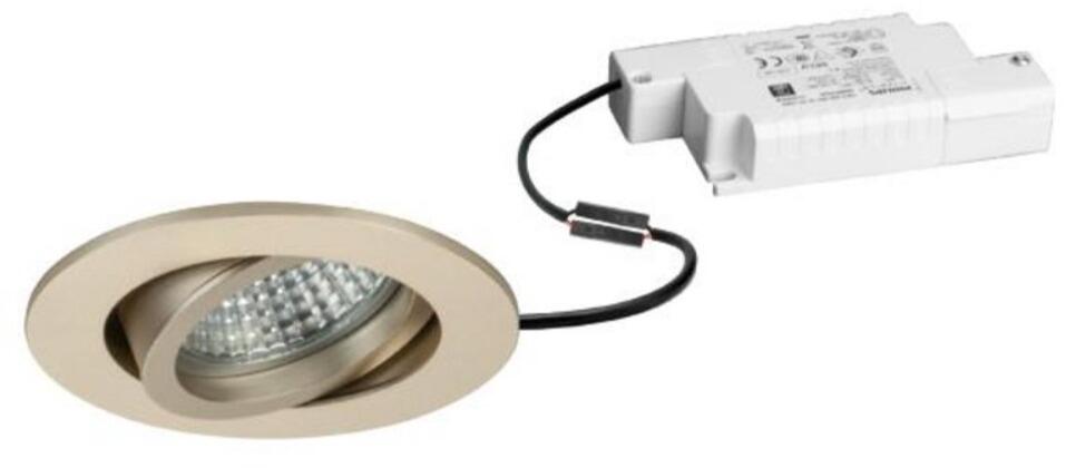 Brumberg TIRREL-R LED-Einbaustrahlerset mit LED-Modul und Konverter Phasenabschnitt dimmbar, 6W, 3000K, rund, schwenkbar, champagner matt (39143633)