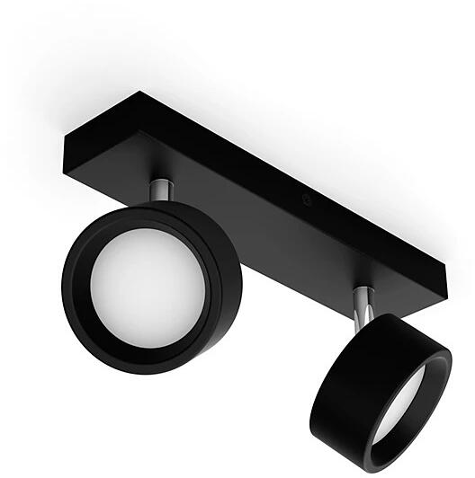 Philips Bracia Decken-/Wandspot, ClickFix, 2x 5,5W, 220-240V, 1100lm, 2700K, schwarz (929003299101)