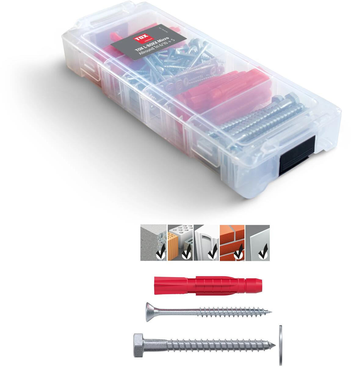 TOX L-Boxx Micro Allround Tri 6/10 + S mit Schrauben Sortiment (094901803)