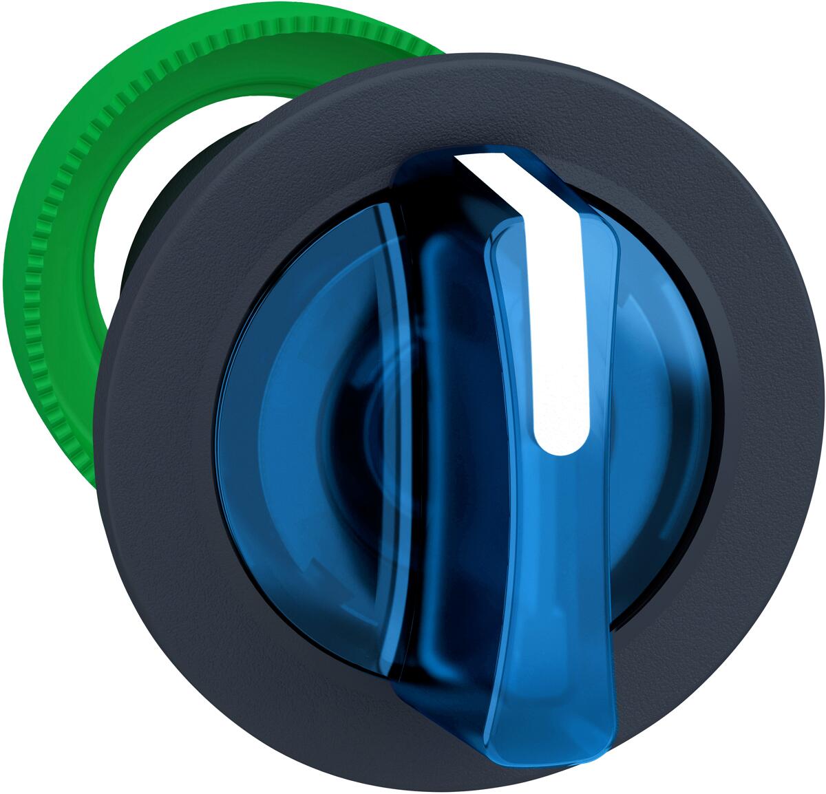 Schneider Electric ZB5FK1563 Harmony XB5F, Leuchtwahlschalter, Frontelement, Kunststoff, 30mm, für universelle LED, 3 Stellungen, Mitte rastend, blau