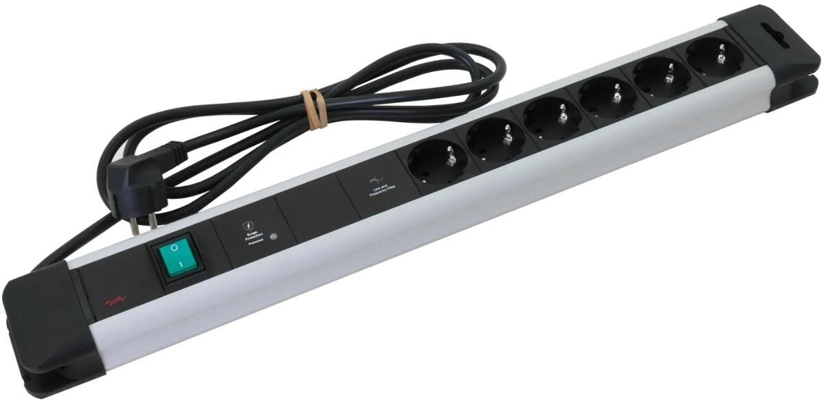 Dehn SFL PRO 6X 6-fach Steckdosenleiste mit Überspannungsschutz und Netzfilter, Typ 3, 230V AC (909250)