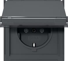 Gira 441067 SCHUKO-Steckdose 16 A 250 V~ mit Klappdeckel und Beschriftungsfeld TX_44, Anthrazit