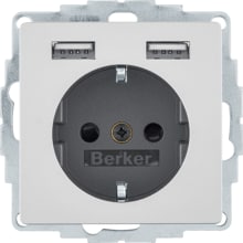 Berker 48036084 Steckdose SCHUKO/USB, Q.1/Q.3, alu samt, lackiert
