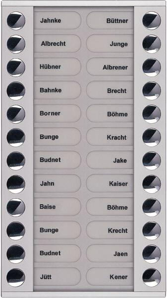 TCS PET24-EN/04 Klingeltastenerweiterung für Audio Außenstation, 24 Klingeltasten, rechts-/linksbündig, AP, Serie PES/AVE, silber