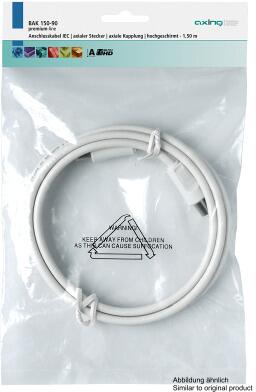 Axing BAK 250-90 Anschlusskabel 2,5m, IEC axialer Stecker/Kupplung, Klasse A, weiß (BAK25090)