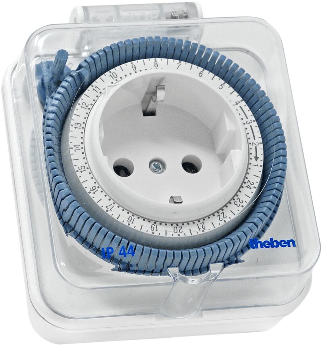 theben-timer 26 IP 44 Analoge Steckdosen-Zeitschaltuhr 1 Kanal, Tagesprogramm, Staub- und Spritzwasserschutz, außen, mechanisch, 400 W LED, 15 Minuten