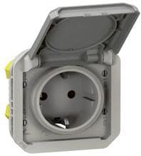 Legrand Plexo New Einsatz Schutzkontakt-Steckdose, Steckklemmen (SL), IP 44, grau (069570L)