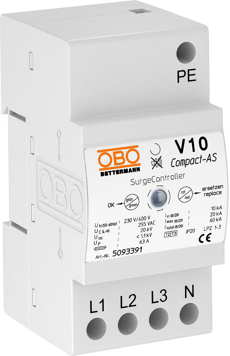 OBO Bettermann Überspannungsableiter V10 Compact mit akustischer Signalisierung 255 V V10 COMPACT-AS (5093391)