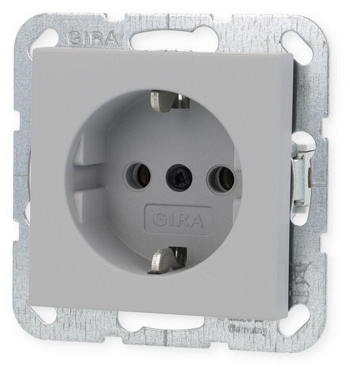 Gira 4180015 SCHUKO Steckdose, Schraubklemmen, System 55, Grau matt
