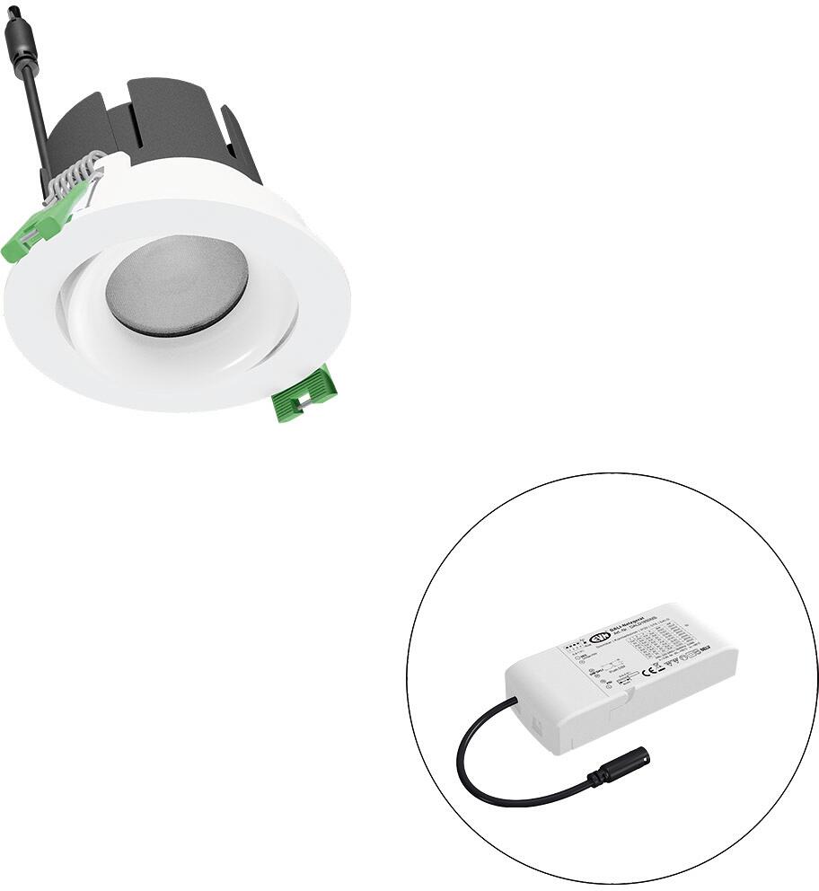 EVN SELECTO LED Deckeneinbau, rund, schwenkbar, IP20, 220-240V/AC, 6W, 3000K, 770lm, inkl. Netzgerät, DALI, Reflektor weiß/matt, 1.085,00cd, breitstra