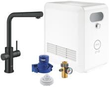 GROHE Blue Professional L-Auslauf Set mit herausziehbarem Mousseurauslauf, velvet black (31326KS2)