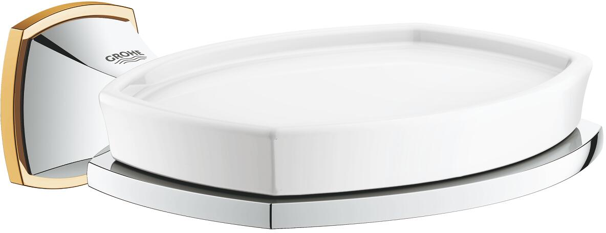 GROHE Grandera Halter, mit Keramik-Seifenschale, chrom/gold (40628IG0)