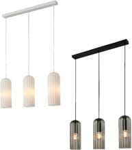 Nordlux Miella 3-Rail Pendelleuchte, geripptes Glas, E27, IP20, dimmbar